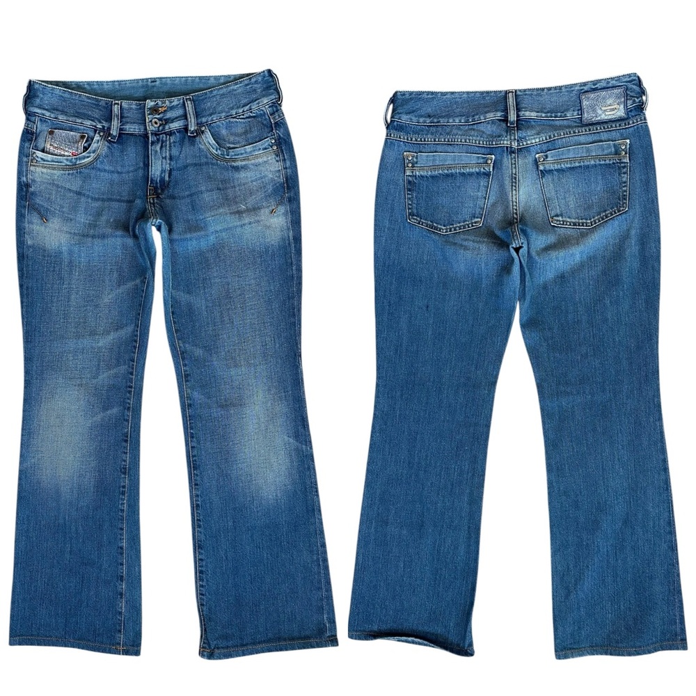 Y2K Diesel Low Rise Medium Wash Faded Bootcut Logo Jeans Size 30